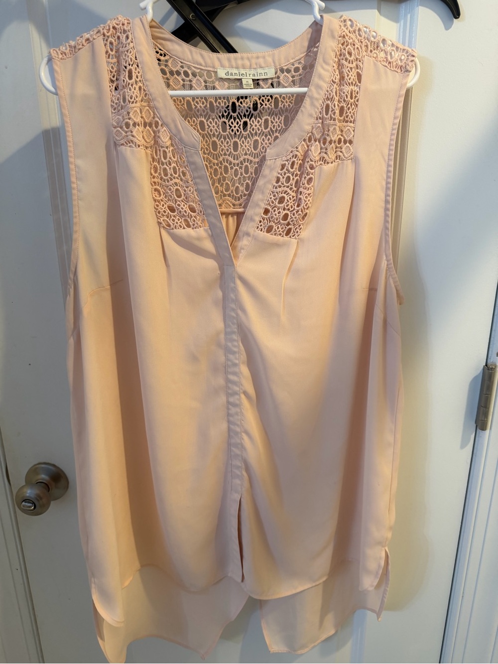Daniel Rainn Blush Lace Yoke Sleeveless Blouse